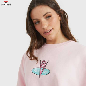 Sudadera con hombros caídos y diseño de impresión profesional para mujer, sudadera con logotipo personalizado de Color sólido para mujer - Product Image 6