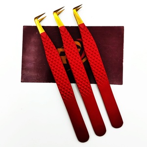 Pince à cils antistatique de précision enduite de poudre d'acier inoxydable écologique professionnel de marque privée pointe d'or de plasma - Product Image 4