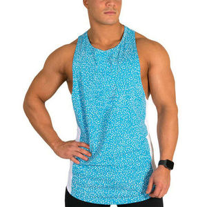 Débardeur de fitness grande taille XL pour homme Maillot en coton tricoté à séchage rapide avec décor brodé Respirant Casual-Bodybuilding Style - Product Image 1