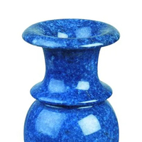 Vase à fleurs en onyx bleu vintage OEM Superbe, fait main, art populaire, décoration élégante pour la maison, artisanat naturel, forme géométrique, portable