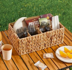 Boîte à ustensiles en jacinthe d'eau faite à la main Organisateur de couverts naturels écologiques pour la décoration de table de cuisine et de pique-nique - Product Image 3