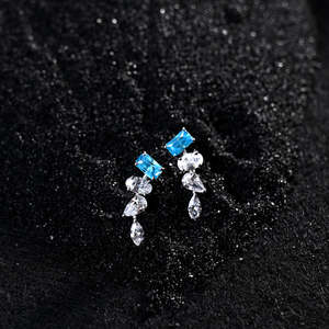 NOVAMART Fine Vintage Trendy <b>Stud</b> <b>Earrings</b> 925 Sterling Silver <b>Emerald</b> Cut Diamond Rose Gold Plated Jewelry for Party Engagement - Product Image 3