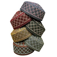 Chapeau Kufi Traditionnel Musulman Brodé Léger en Polyester pour Hommes, Accessoire Premium Islamique pour la Prière, 4 Saisons