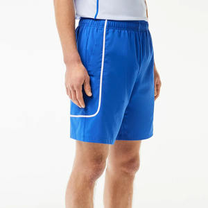 Pantalones cortos de tenis informales para hombre, 100% poliéster, cintura elástica, cordón interior, tejido hasta la rodilla, diseño de cremallera de secado rápido, sólido - Product Image 3