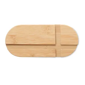 Support en bambou écologique ROBIN pour tablette et smartphone, accessoires de bureau durables - Product Image 3