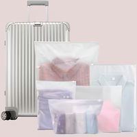 Fermeture à glissière givrée avec logo personnalisé caractéristique EVA PVC poly matériel vêtements utilisation de stockage de voyage sacs de protection durables