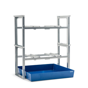 Scaffale per fusti/stazione di riempimento per 4 fusti da 200 litri, vasca di raccolta verniciata, 1429 x 1210 x 1637 mm - Product Image 2