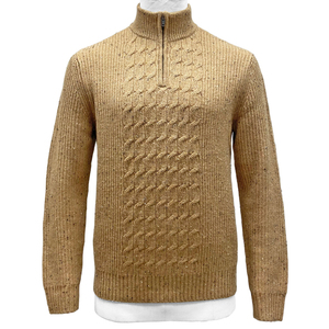 FW23 Hiver – Pull Homme Personnalisé Respirant, Séchage Rapide, Anti-Plis, en Mélange Coton Acrylique, Col Montant Zippé, Manches Longues - Product Image 1