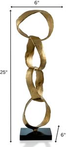 Chaîne de ruban en or Sculpture en aluminium métal lien décor pour la maison bureau table dessus or Accent Statue Art Style objets décoratifs - Product Image 3