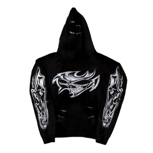 NUEVO Diseño personalizado Rhinestone Full Face Zip Hoodie para hombres Heavy Weight Asid Wash Full Zip Up Hoodie Rhinestone - Product Image 1