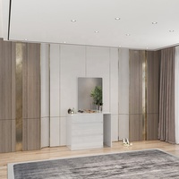 Vente en gros de meubles de chambre à coucher modernes de grande taille, garde-robe 5 pièces haute brillance avec miroir, lit de rangement, ensemble de meubles pour chambre à coucher blanc