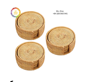Posavasos de ratán natural hecho a mano, posavasos de mesa ecológico, posavasos tejido redondo resistente al calor para decoración del hogar - Product Image 6