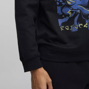 เสื้อสเวตเชิ้ตคอกลมสีดำสำหรับผู้ชาย พิมพ์ลายการ์ตูน ทรงปกติ สวมใส่สบายๆ สำหรับฤดูใบไม้ร่วง - Product Image 5