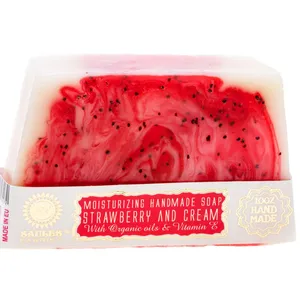 奇妙草莓和奶油100% 手工保湿香皂80克自有品牌批发畅销欧盟OEM ODM