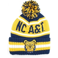 Bonnet d'hiver unisexe NC A&T Aggies, logo Bulldog imprimé numériquement personnalisé, design côtelé, en Spandex/Coton, avec logo A&T