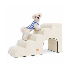 [AllmioPet] Escalier d'intérieur pour animaux de compagnie de style grotte, 5 marches, ivoire, AMP C5 IV, 3 en 1, marches douces pour chiens, chats, chiots, chatons, animaux âgés, meubles - Product Image 1