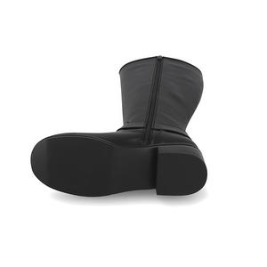 Botas de Motociclista para Mujer, Altura hasta la Rodilla, 4 cm, Parte Superior de PU, Cierre con Hebilla y Tacón Grueso, LCWL63I44V - Product Image 5