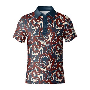 Golf pour hommes de logo personnalisé léger de qualité supérieure pour polo tissu de maillot extensible motif solide imprimé anti-rides pour l'extérieur - Product Image 2