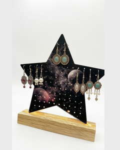 Acrylic Star Shaped Earring Display Stand with Wood Base Earring Holder Jewelry Organizer and Showcase Rack - Product Image 2