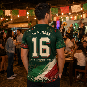 T-shirt personnalisé sur le thème de la culture mexicaine pour la fête de l'Indépendance, chemise de célébration à thème national, impression par sublimation intégrale, chemise de festival mexicain - Product Image 2