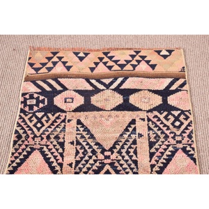 Alfombra Vintage de 2.2x11 pies, Alfombra Turca con Diseño Floral Azul - Product Image 5