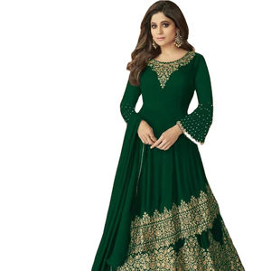 Magnífico Top Lahenga Salwar de Fiesta, Inspirado en Shamita Shetty, de Manga 3/4, con Patrón de Bordado en Falsa Georgette - Product Image 1