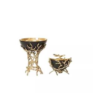 Cuenco decorativo de metal de diseño premium con soporte para interiores de casas modernas y Decoración de mesa elegante - Product Image 2