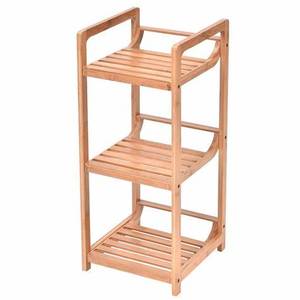 Innovador estante de escalera de madera maciza de 3 niveles Unisex, organizador de unidad de almacenamiento de baño abierto, marco de patrón de ahorro de espacio independiente - Product Image 5