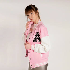 Chaqueta Universitaria Personalizada para Mujer, Estilo Urbano, Chaqueta Deportiva de Béisbol, Larga, de Algodón, con Forro Polar, Estampada y Bordada - Product Image 2
