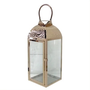 โคมไฟแขวนด้านบนทำจากแก้วและโลหะสีโรสโกลด์สำหรับตกแต่งบ้านและสวน - Product Image 1