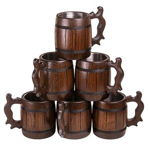 Handmade Rustic Wooden <b>Beer</b> Mug Tankard Natural Wood Antique <b>Barrel</b> Coffee Tea Cup Brown Home Decorative Christmas Occasion - Product Image 4
