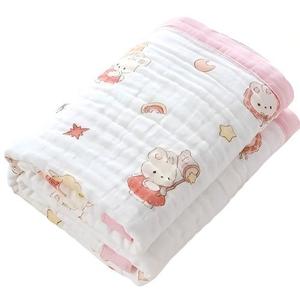 Đáng Yêu Phim Hoạt Hình Động Vật In Em Bé Chăn Với Màu Hồng Trim Thoáng Khí Muslin Cho Trẻ Sơ Sinh Sử Dụng - Product Image 1