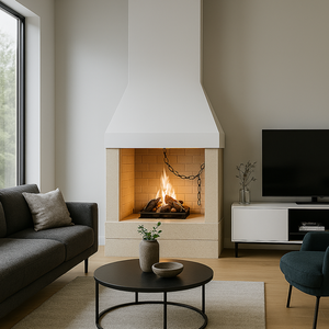 Chimenea de Leña Prefabricada de Pared con Intercambiador de Calor Reversible, Fabricada con Material Refractario-QR90REF - Product Image 5