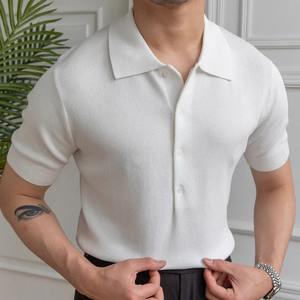 เสื้อโปโลผู้ชายแบบสั่งทำคุณภาพสูงเสื้อกีฬาลำลองผ้าฝ้ายระบายอากาศแขนสั้นโลโก้สไตล์แฟชั่นสตรีท-สีพื้น - Product Image 3