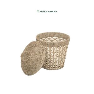 Cesta de almacenamiento de hoja de palma de algas marinas naturales, decoración del hogar de granja hecha a mano - Product Image 1