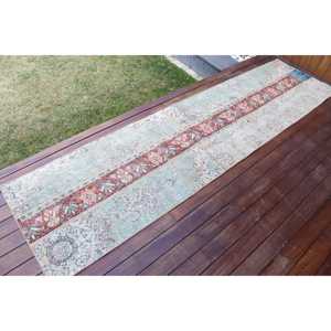 Vintage Turkish <b>Runner</b> Rug 2.3x9.1 ft, <b>Red</b> Wool Rug - Product Image 2