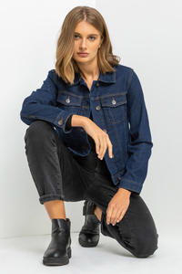 Prix d'usine durable Veste denim en coton indigo personnalisée à manches longues conçue pour les femmes pour un confort en toutes saisons - Product Image 5