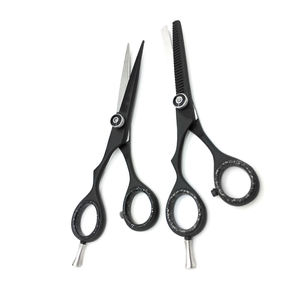 Kit de ciseaux amincissants de barbier de haute qualité enduit de couleur noire beaux kits de barbier ciseaux de barbier en acier inoxydable - Product Image 3