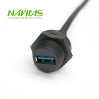 Cable de Extensión USB 3.0 Hembra para Montaje en Panel, Impermeable, con Aislamiento de PVC para Uso Automotriz y en Exteriores