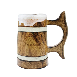 Chope à bière en bois de 500ml de meilleure qualité avec manche en bois confortable Chope écologique pour tout événement Usine indienne directe - Product Image 1