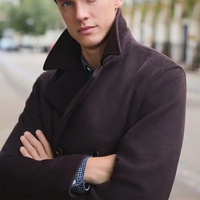 Manteau long en laine de haute qualité pour homme, couleur personnalisée, 100 % laine, col rabattu, boutons en corne, anti-plis, respirant, écologique
