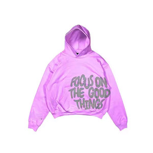 Sudadera con Capucha de Invierno de Alta Calidad, Transpirable, de Algodón/Poliéster, con Estampado Puff, Diseño Sólido, Servicio OEM, Sudaderas al por Mayor - Product Image 3
