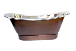 Falda de cobre independiente remojo plata hierro fundido cobre baño bañera antiguo acabado bathutbs diseño martillado - Product Image 4