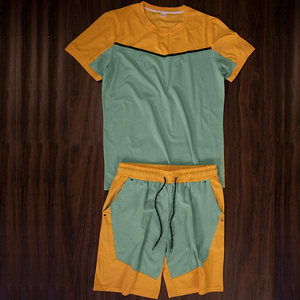 Ropa deportiva de verano para hombre, conjunto transpirable de 2 piezas, tops y pantalones cortos de playa de manga corta, trajes de abrigo - Product Image 5