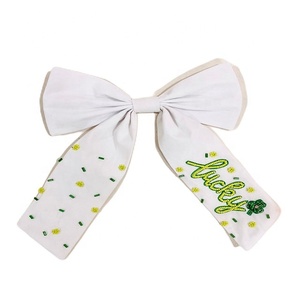 St. Patrick's Day Bows Hair Accessory Hand Indian Embroidered Seed <b>Beaded</b> Alligator Bows Kids Accessories <b>Beaded</b> <b>Headbands</b> - Product Image 2