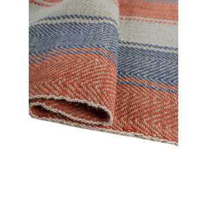 Alfombras de Lana Hechas a Mano Indusbar, Tejido Plano a Rayas Rojas y Naranjas, Alfombra Rectangular Grande de 9x12 para el Hogar, para la Entrada o el Dormitorio - Product Image 2