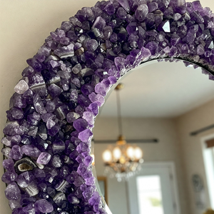 Luxury Round Amethyst Mirror <b>Frame</b> Handcrafted Natural Gemstone Healing <b>Crystal</b> Wall Decor for Spa Meditation Rooms Home Decor - Product Image 5