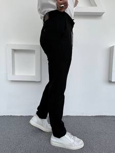 Pantalones de Hombre Azul Marino, Corte Regular, Elásticos, Talla Grande, Casuales, Elegantes, para Oficina, Cintura Elástica, Cierre de Cremallera, Rectos, de Algodón, Estilo Hip Hop - Product Image 2