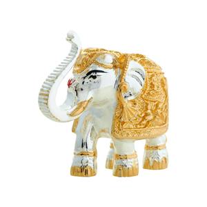 Idole d'éléphant en métal plaqué argent d'inspiration vintage, coffre, équilibre du Vastu, énergie positive numérique, décoration de la maison pour Diwali - Product Image 4