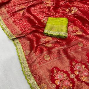 Sarees traditionnels en soie de Dola pure avec tissage fin Zari et embellissement Meenakari | Sarees Grand Look pour événements - Product Image 3
